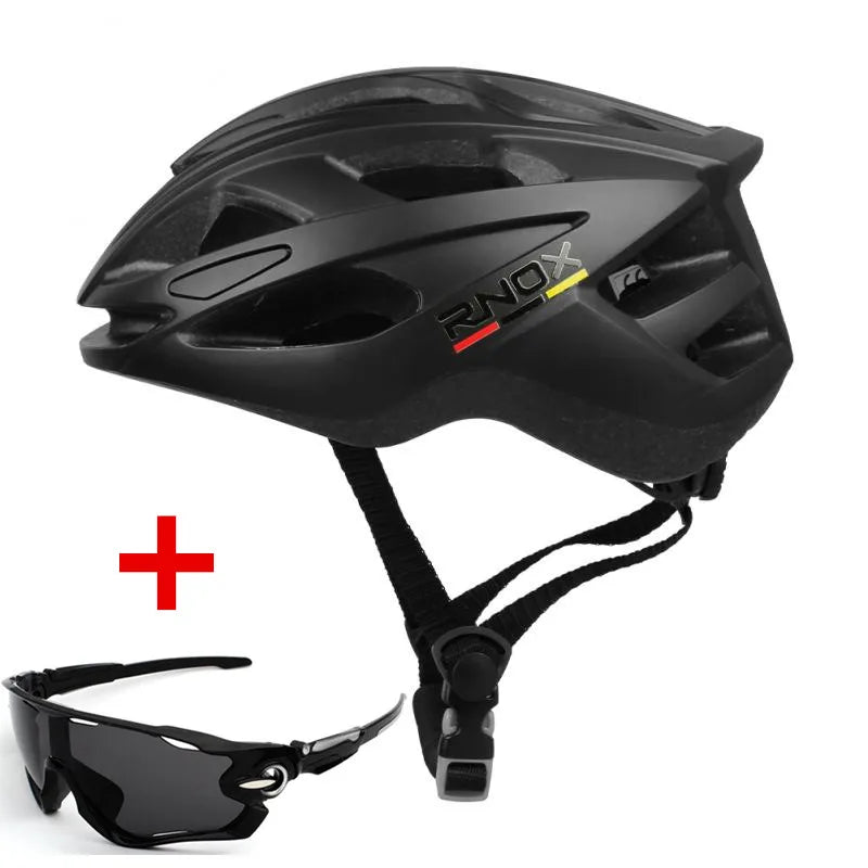 Capacete de ciclismo mais óculos